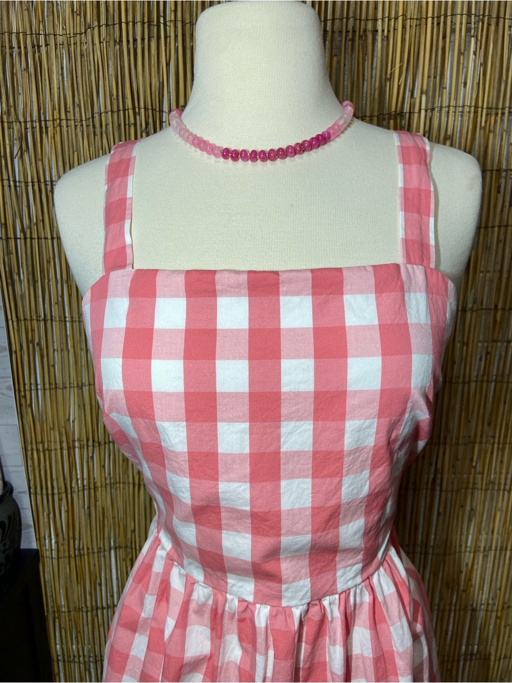 J.Crew Pink White Gingham Sleeveless Fit & Flare Dress Size:S - Picture 5 of 10